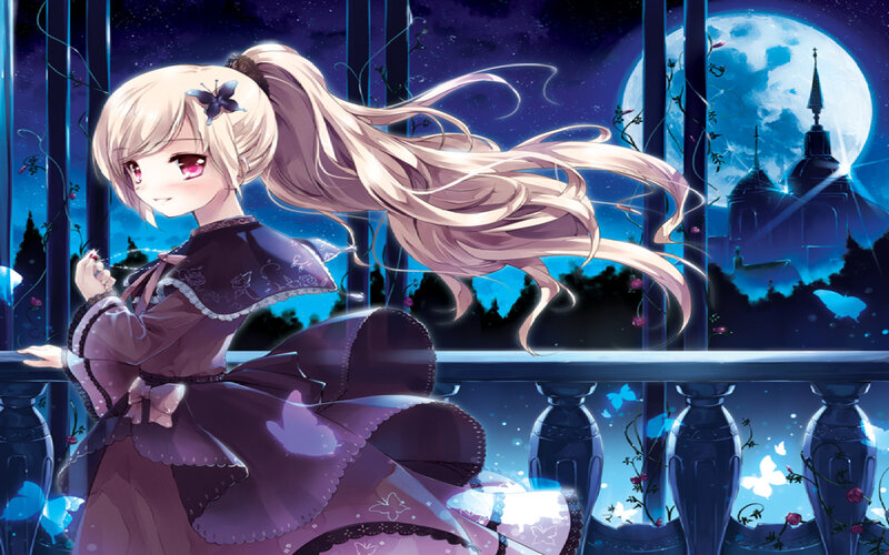 Blonde Girl on Balcony — Purple