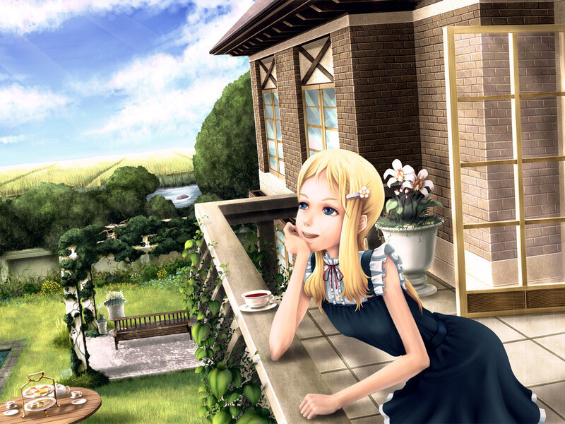 Blonde Girl on Balcony