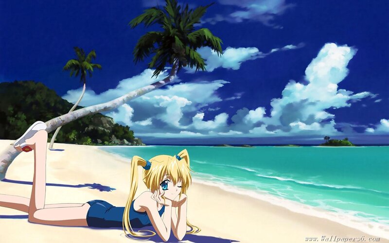 Blonde Girl on Beach — Blue, Serene