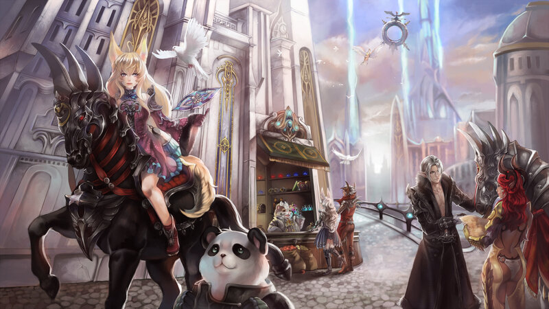 Blonde Girl on Black Horse