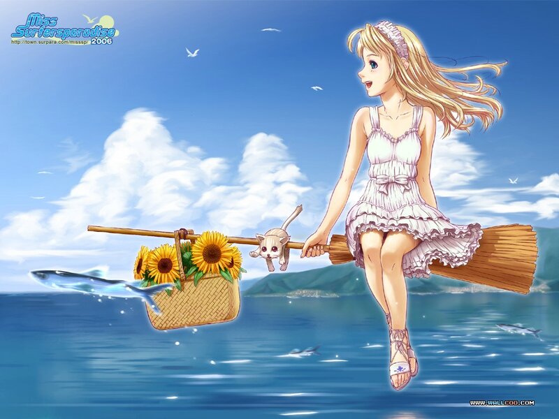 Blonde Girl on Broom