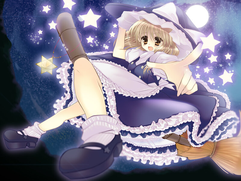 Blonde Girl on Broomstick