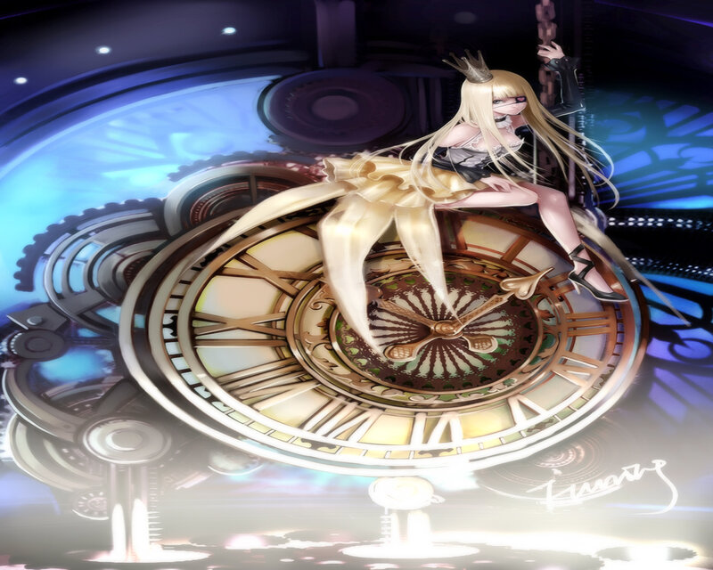 Blonde Girl on Clock