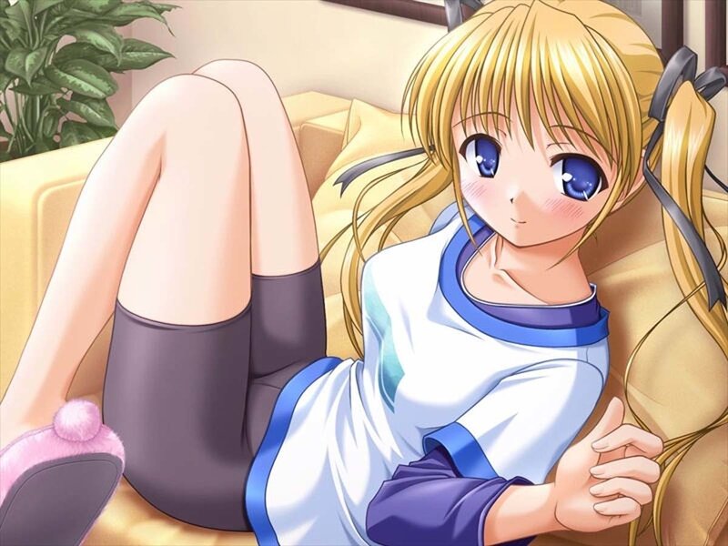 Blonde Girl on Couch — Yellow