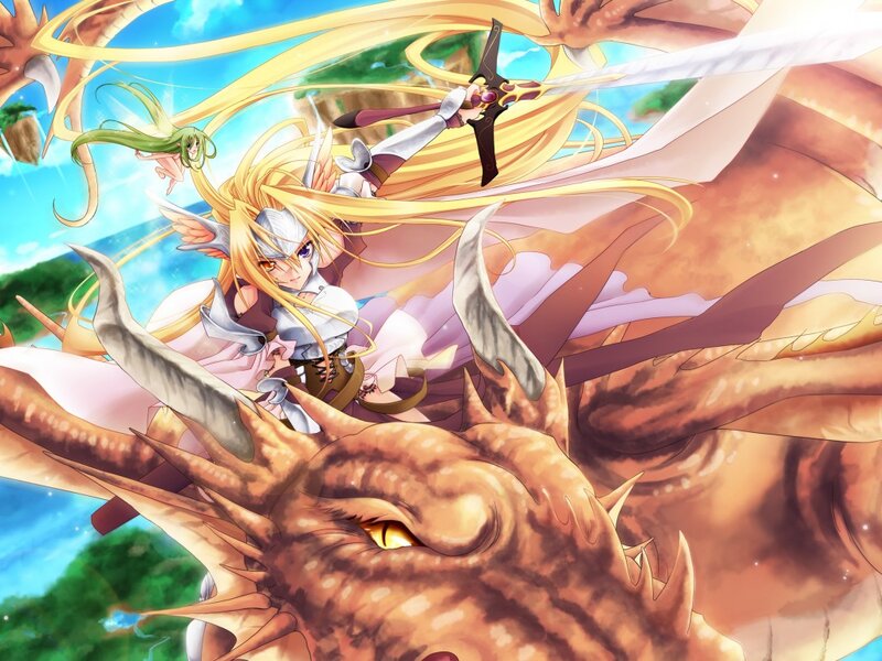 Blonde Girl on Dragon — Yellow