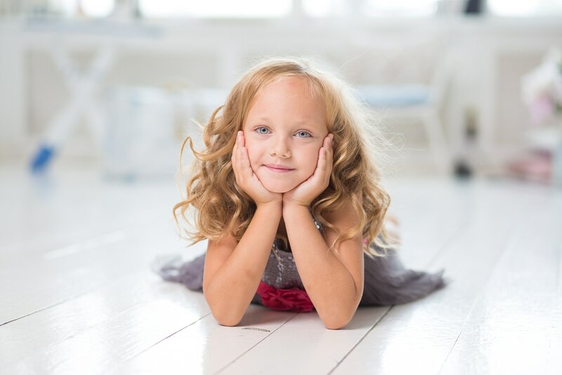 Blonde Girl on Floor — White
