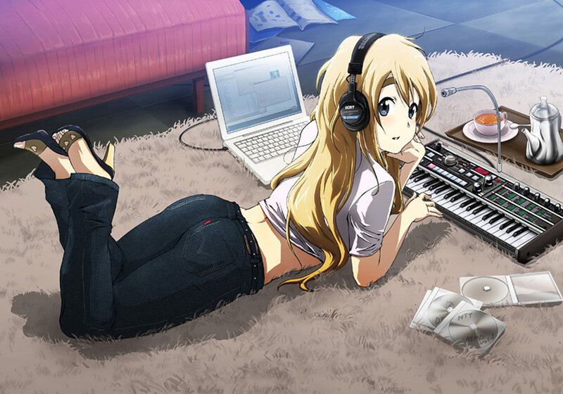 Blonde Girl on Floor — Yellow, Relaxed