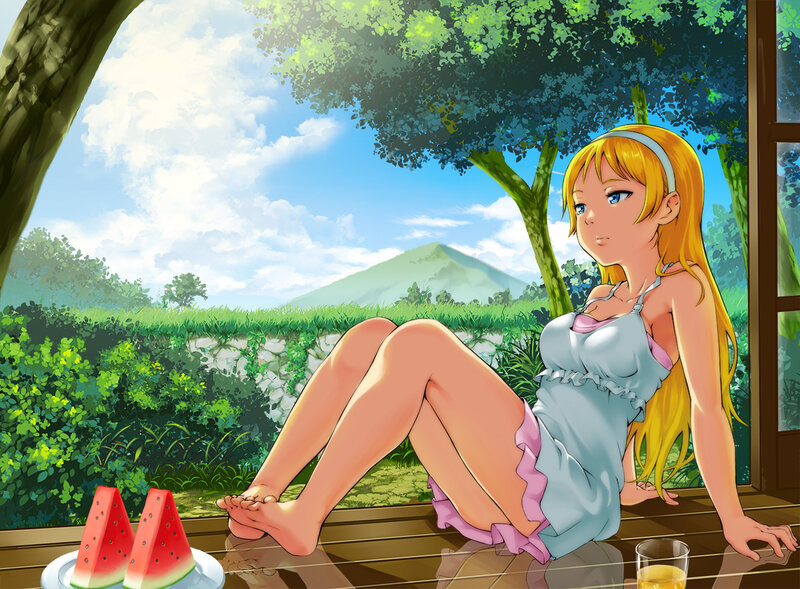 Blonde Girl on Porch