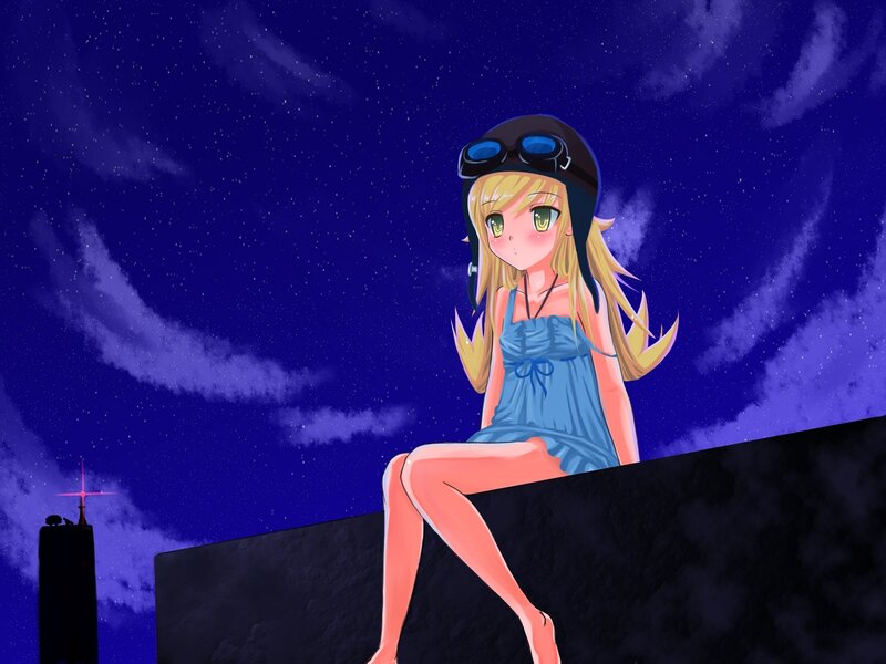 Blonde Girl on Rooftop — Blue
