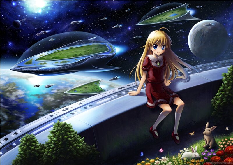 Blonde Girl on Space Station