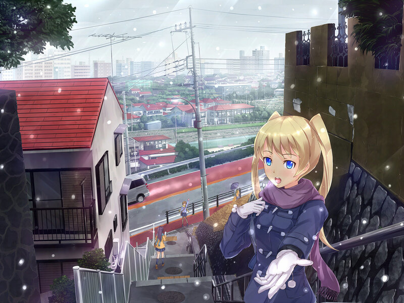 Blonde Girl on Stairs — Blue