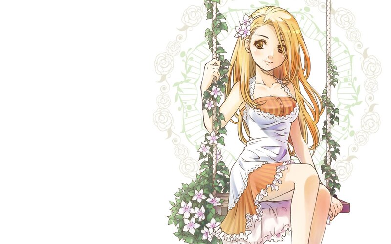 Blonde Girl on Swing — White