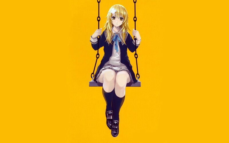 Blonde Girl on Swing — Yellow