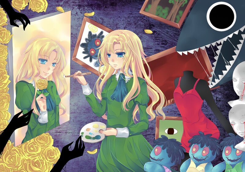 Blonde Girl Painting — Green