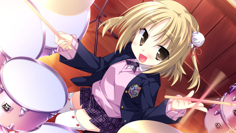 Blonde Girl Playing Drums