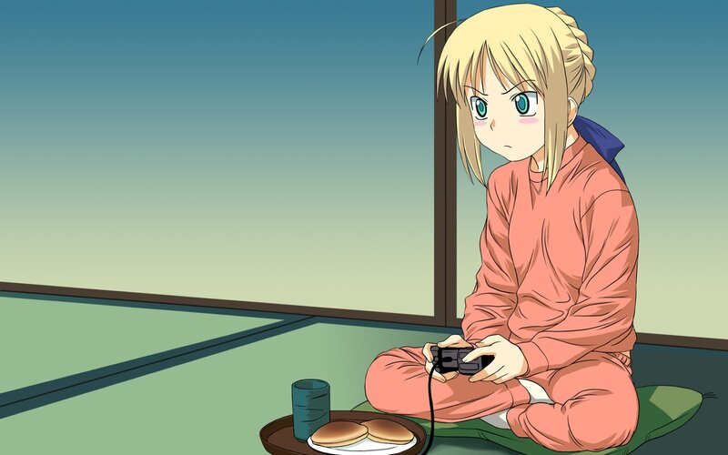 Blonde Girl Playing Game — Green