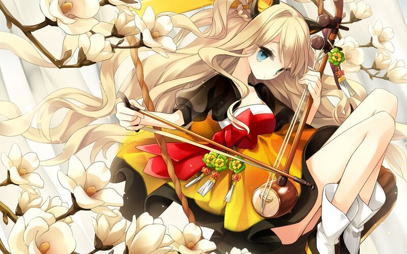 Blonde Girl Playing Instrument