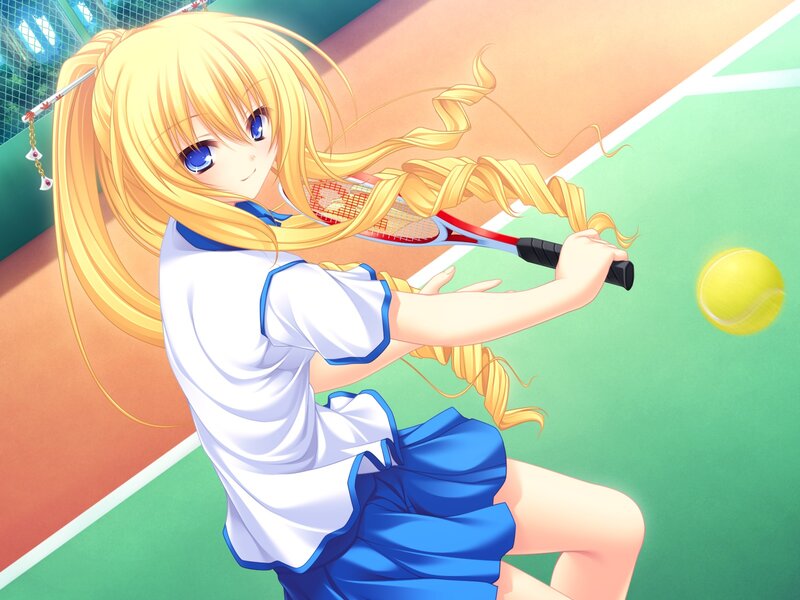 Blonde Girl Playing Tennis