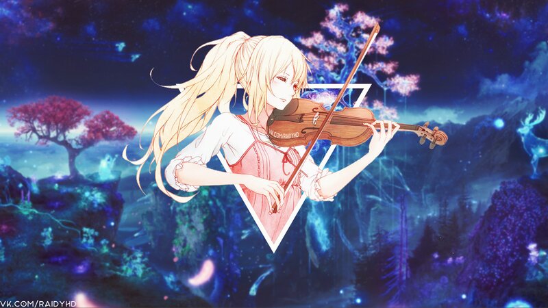 Blonde Girl Playing Violin — Blue, Dreamy