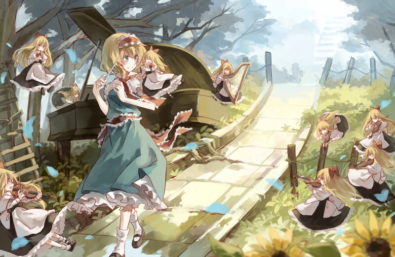 Blonde Girl Playing Violin — Blue, Serene, Afternoon, Digital Art