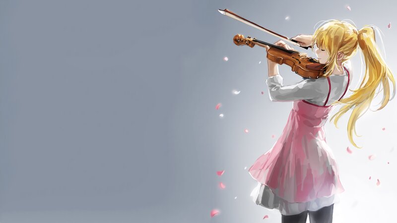 Blonde Girl Playing Violin — Pink, Serene