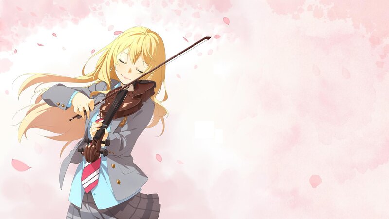 Blonde Girl Playing Violin — Pink