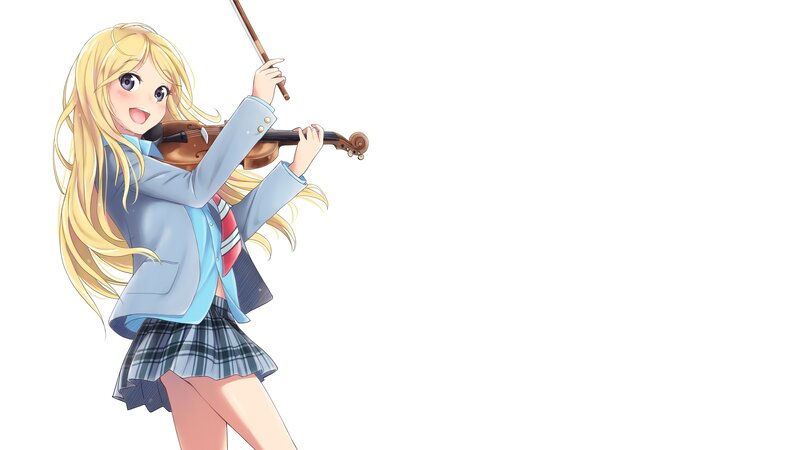 Blonde Girl Playing Violin — White, Happy
