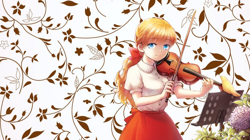 Blonde Girl Playing Violin — White
