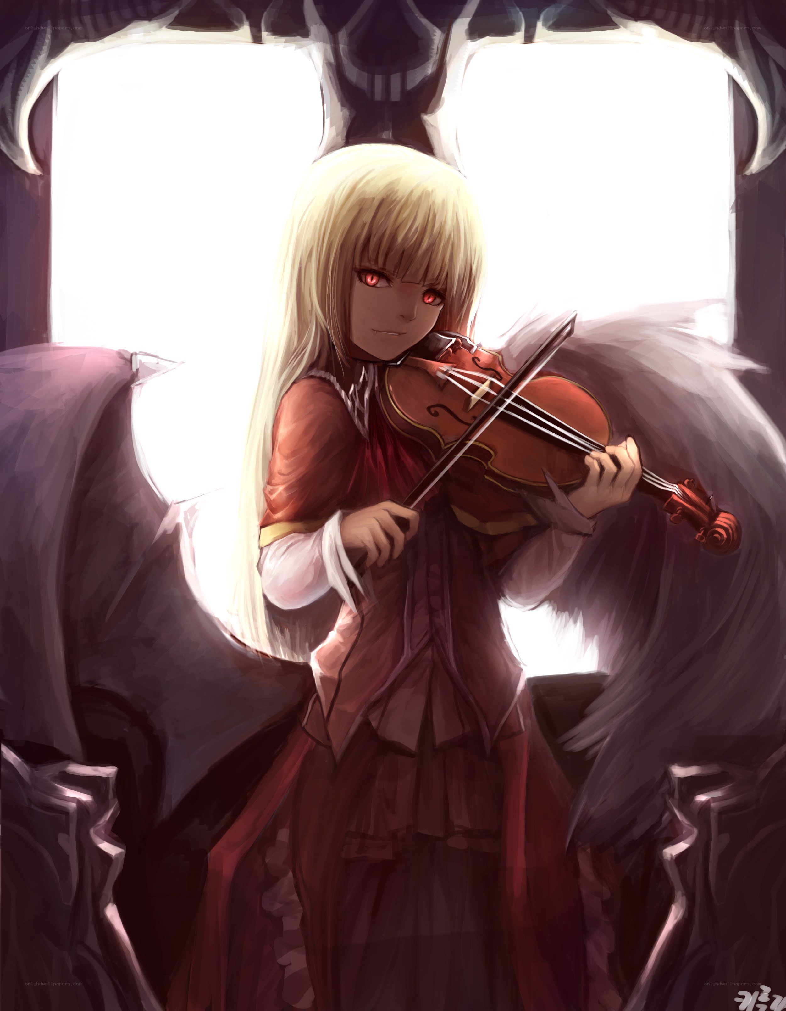 Blonde girl playing violin