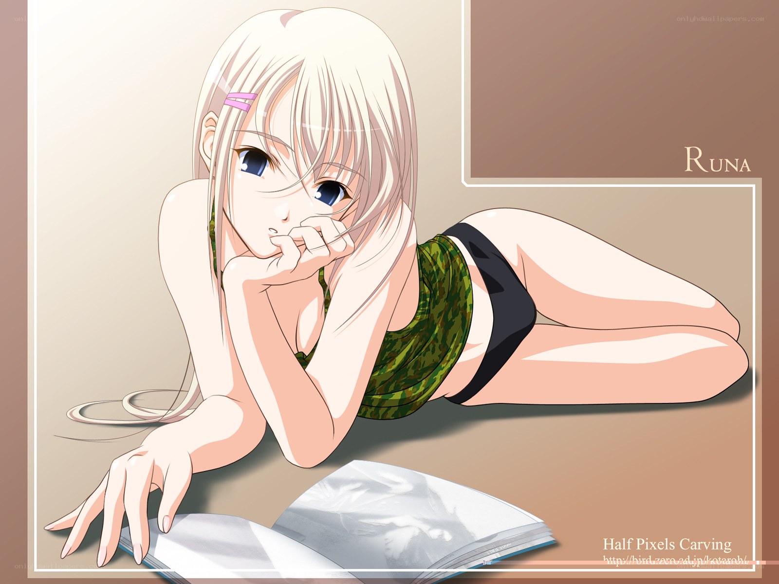 Blonde girl reading book