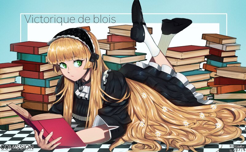 Blonde Girl Reading Book — Black