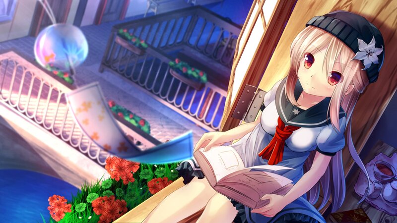 Blonde Girl Reading Book — Blue, Calm, Night