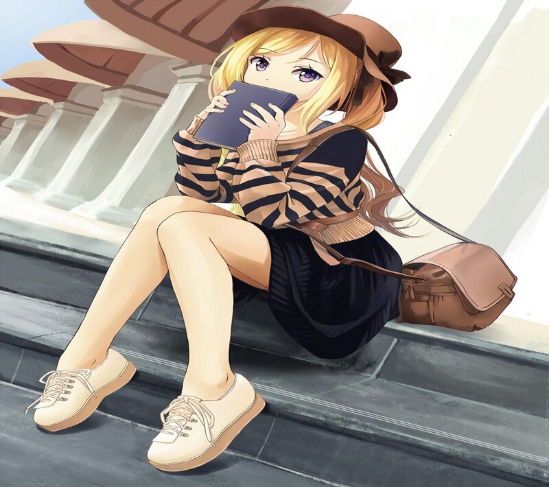 Blonde Girl Reading Book — Brown