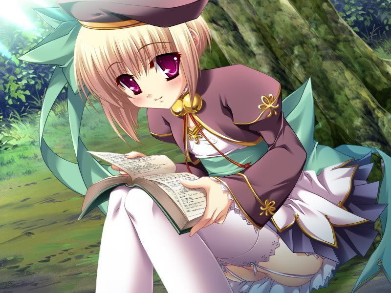 Blonde Girl Reading Book — Green