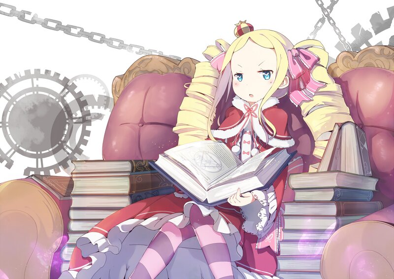 Blonde Girl Reading Book — Pink, Calm, Anime, Books