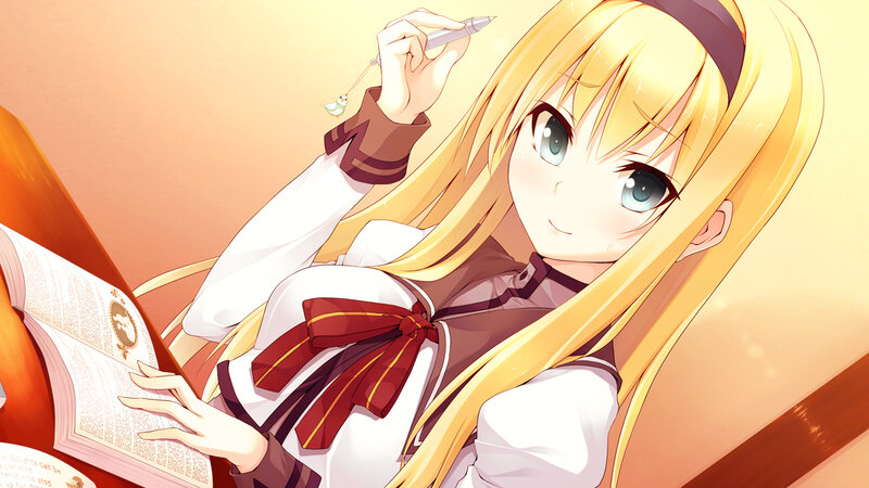 Blonde Girl Reading Book — Yellow, Calm, Afternoon, Anime