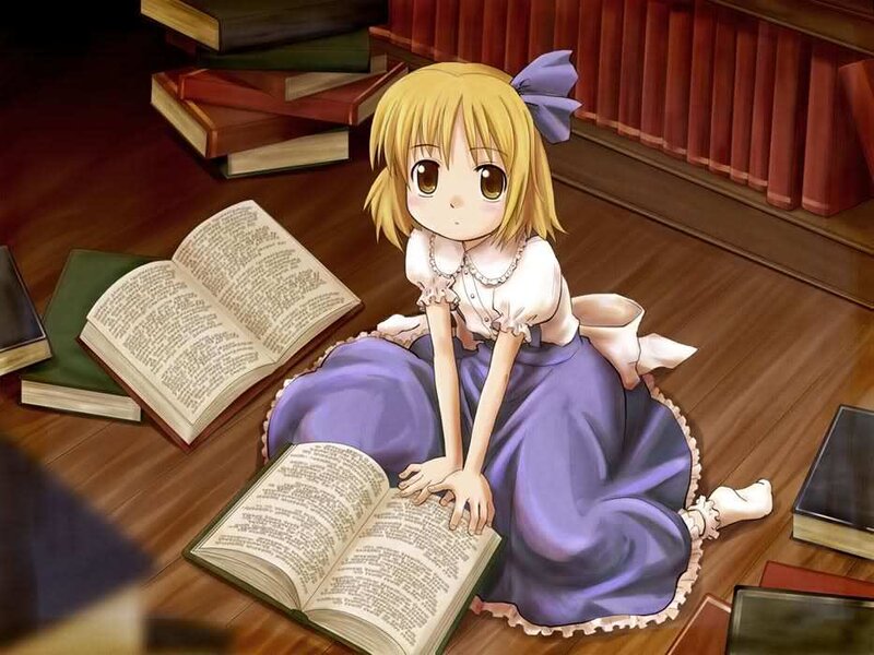 Blonde Girl Reading Books