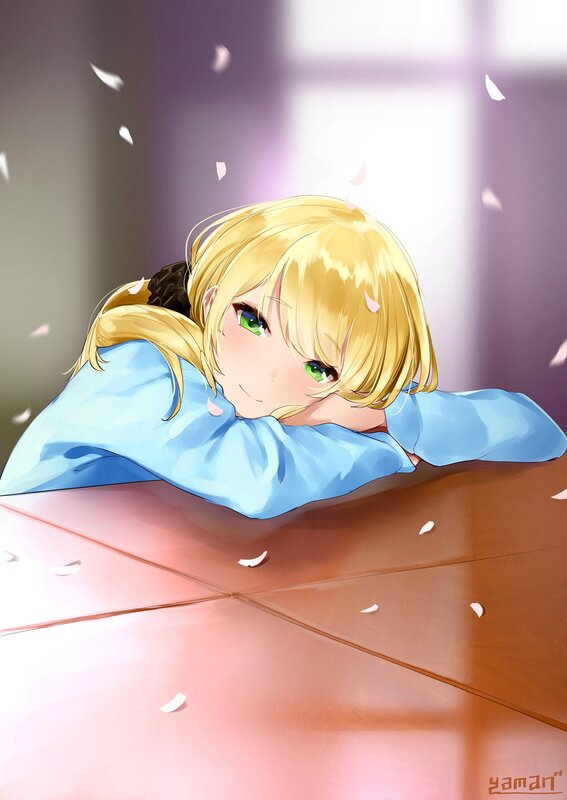 Blonde Girl Resting — Blue
