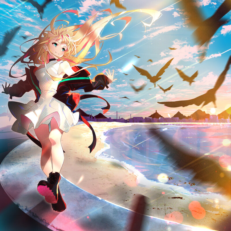 Blonde Girl Running — Blue, Dynamic