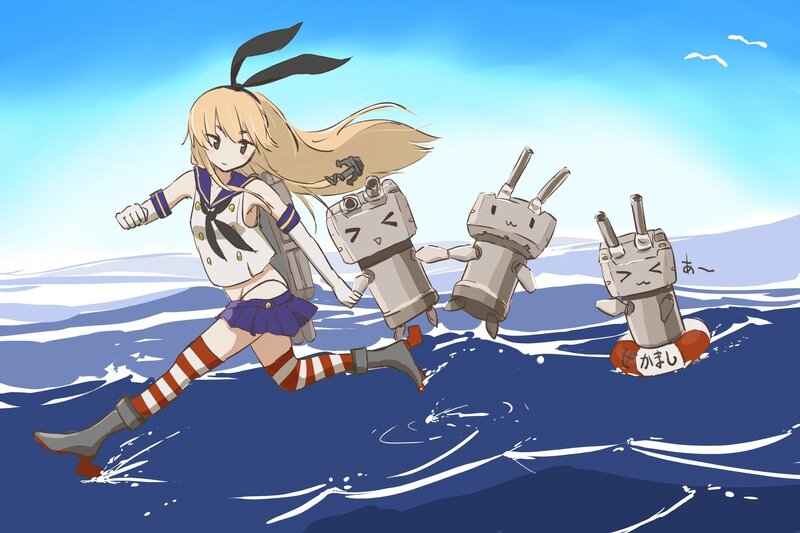 Blonde Girl Running in Water