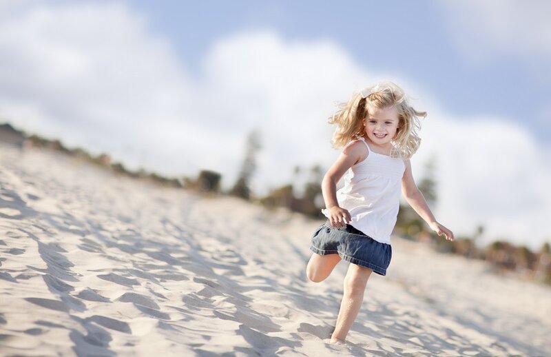 Blonde Girl Running — White