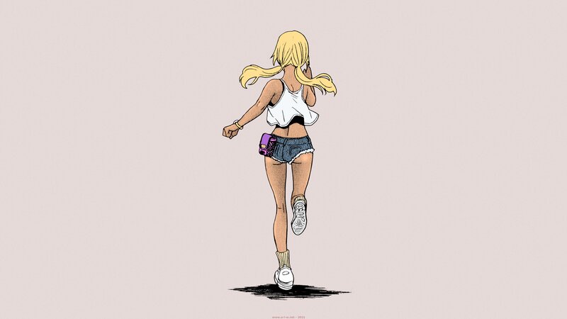 Blonde Girl Running — Yellow