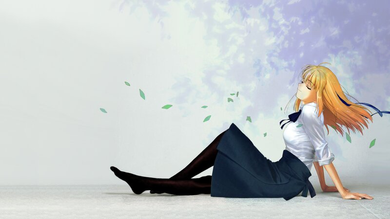 Blonde Girl Sitting on Floor