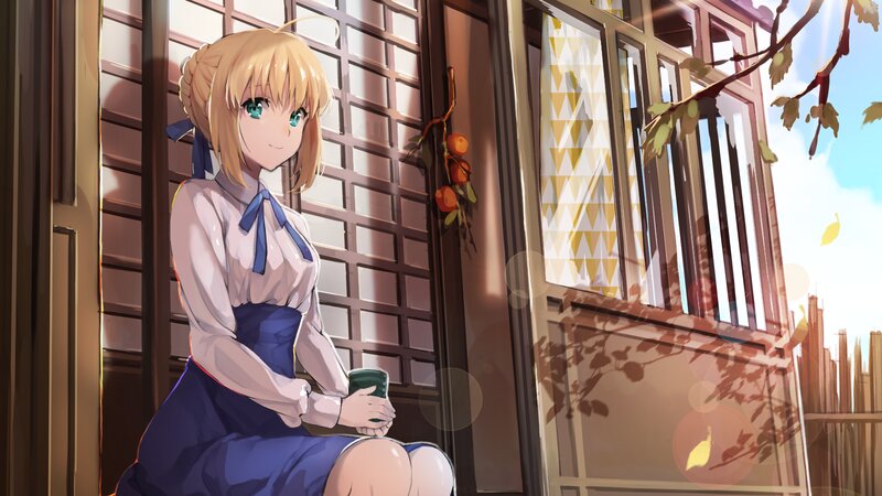 Blonde Girl Sitting on Porch