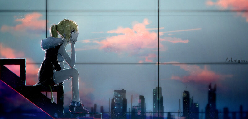 Blonde Girl Sitting on Steps