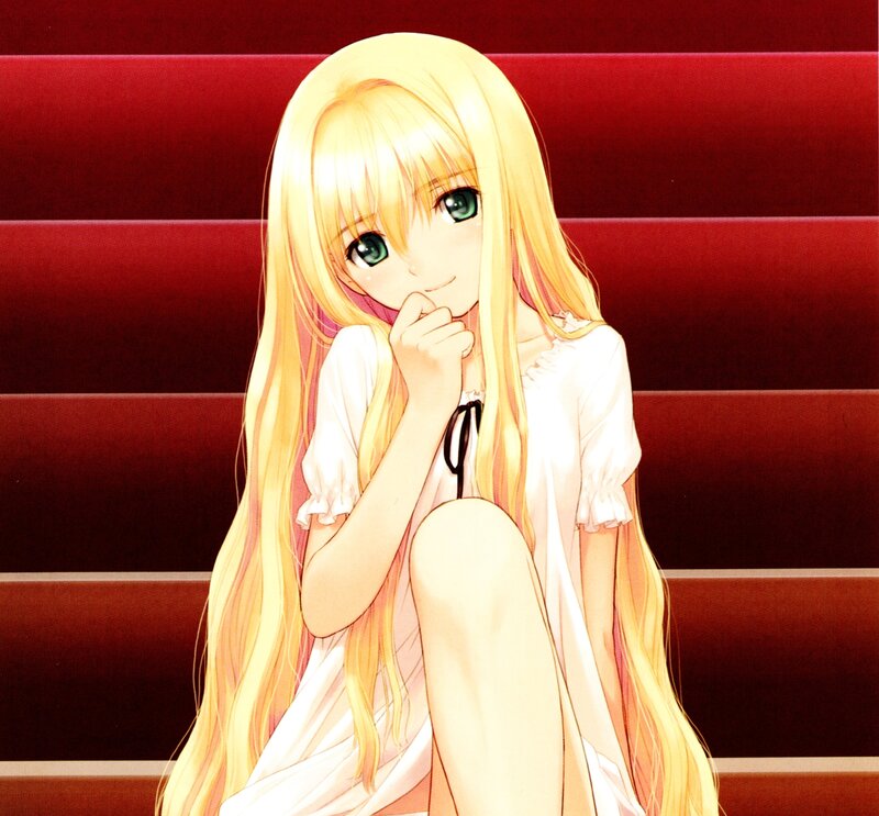 Blonde Girl Sitting — Red