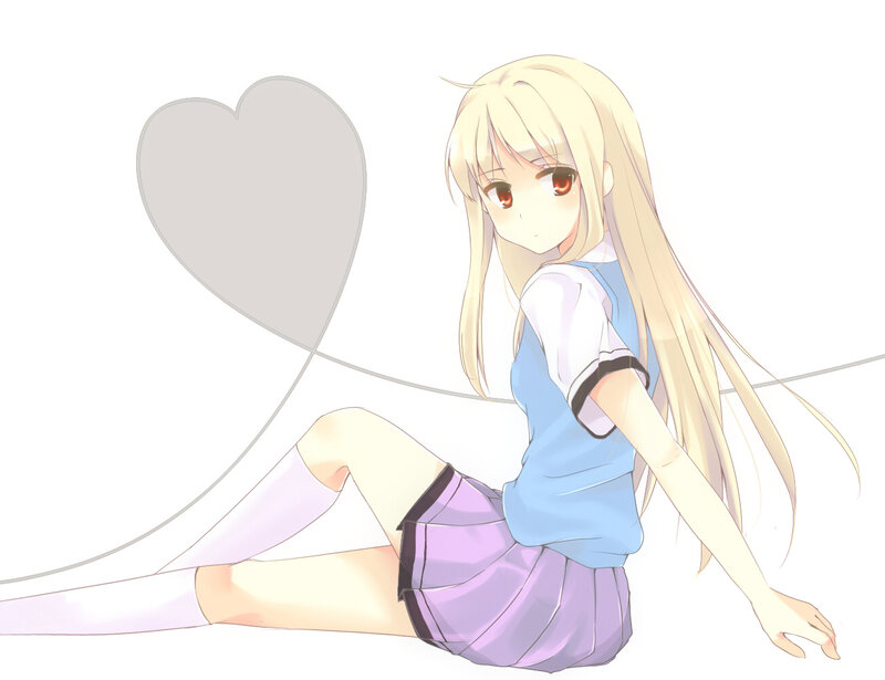 Blonde Girl Sitting — White