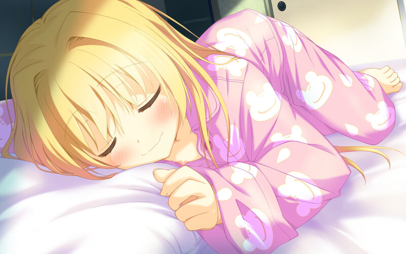 blonde girl sleeping in pajamas
