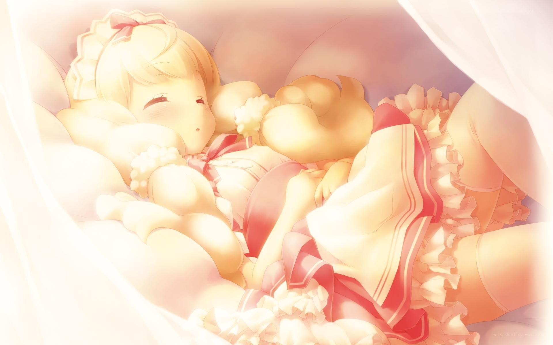 Blonde girl sleeping peacefully