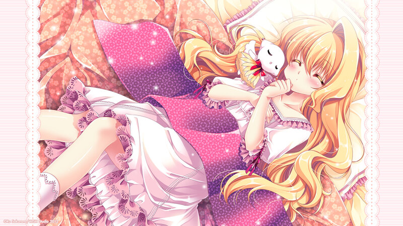 Blonde Girl Sleeping — Pink, Peaceful, Anime
